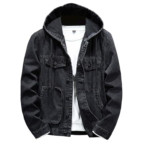 Chaqueta de mezclilla para hombre a prueba de viento con bolsillos espaciosos