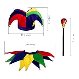 EverJoy Party Jester Hat, Collar, and Wand Set - 3-Piece Costume for Adults - Hilarious Halloween and Party Accessory