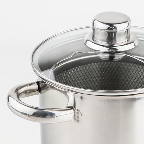 Foto von mucHome Nudeltopf & Spargeltopf hoher Topf mit Siebeinsatz, für 4 Liter Induktionsgeeignet, Edelstahlgriffe mit Glasdeckel, ideal für Spargel oder Spaghetti Kochtopf