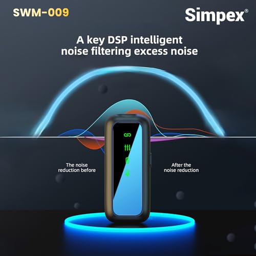 Image of Simpex (SWM-009 2 in 1 Wireless Microphone System with Active Noise Cancellation, 50m Wireless Range, Upto 8 hrs of Working time, Plug and Play, Compatible with All the Smartphones.