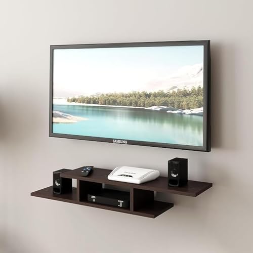 VARS DECOR Wodden Modern Wooden Tv Cabinet Wall Shelves, Smart Led Tv Entertainment Unit Set Top Box Stand Wall Mounted Shelf Racks for Home Living Room,