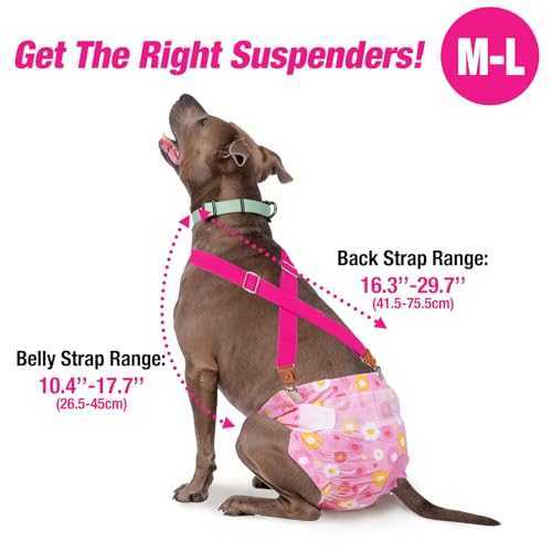 Image of Pet Soft Dog Suspenders 2 Pieces Female Dog Diaper Suspenders for Dogs Diaper Keeper Suspender for Dogs Skirt, Doggy Dress (Plaid, M /L)