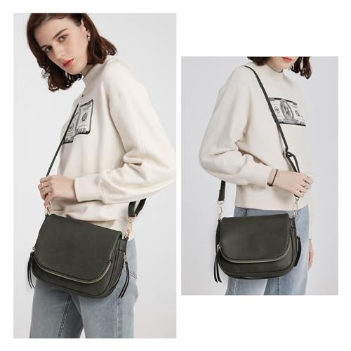 Image of Crossbody Bags for Women Small Pu Leather Over the Shoulder Purses and Flap Cross Body Handbags with Multi Pockets
