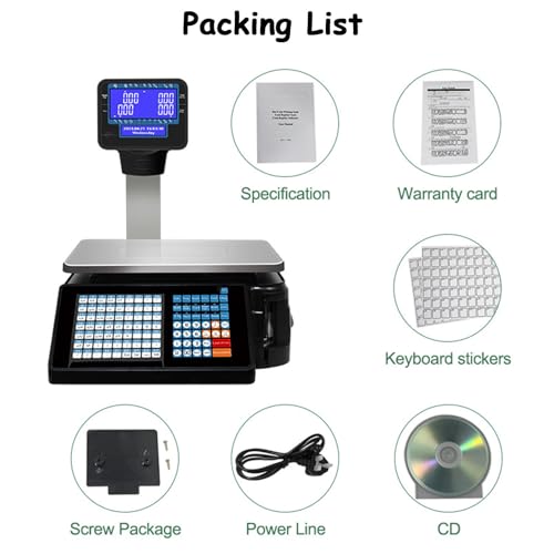 Báscula Comercial Digital con Impresora LCD miniatura 3