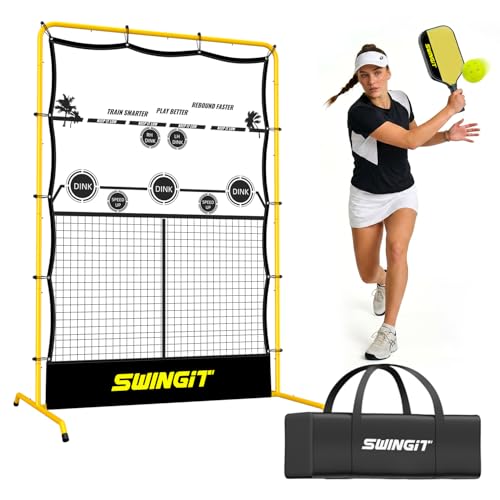 Mini Pickleball Rebounder Net 4x6FT Training Equipment Aid Portable Metal Frame Solo Trainer Portable Solo Practice Dinks Volleys Drills in Quick Setup for Indoor Garage Outdoor Driveway Backyard