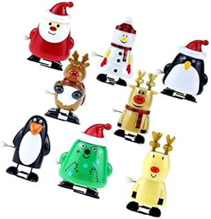Holibanna 8pcs Christmas Wind Up Toys Clockwork Toys Santa Wind- up Toys Xmas Kids Toys Holiday Christmas Party Favor Goody Bag Filler