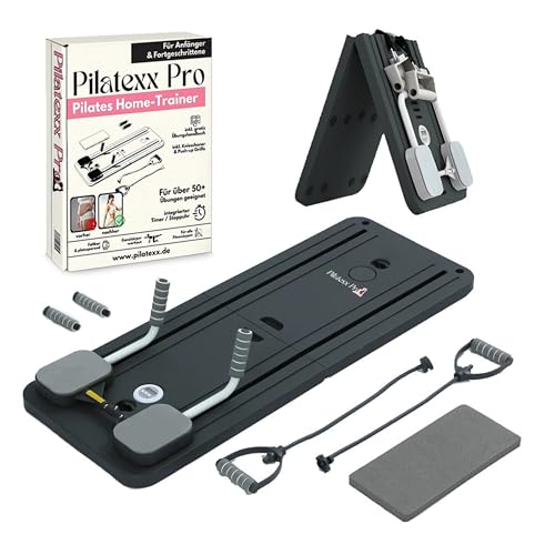 Pilatexx Pro – Faltbarer Pilates Reformer & Hometrainer – über 50 Übungen mit Videoanleitung – inkl. Timer, Widerstandsbänder, Griffe & Knieschoner – Ganzkörpertraining (Anthrazit) Pilatexx Pro – Faltbarer Pilates Reformer & Hometrainer – über 50 Übungen mit Videoanleitung – inkl. Timer, Widerstandsbänder, Griffe & Knieschoner – Ganzkörpertraining (Anthrazit)