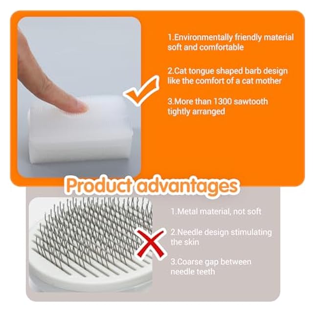Soft Cat Brush for Grooming, 2Pcs Gentle Cat Tongue Brushes 2 in 1 Brush Sponge with Barbed Serrations Brushes Sensitive Cats Lightweight Daily Grooming Enhancing Intimacy Bonding Long Haired-bVvGHITI