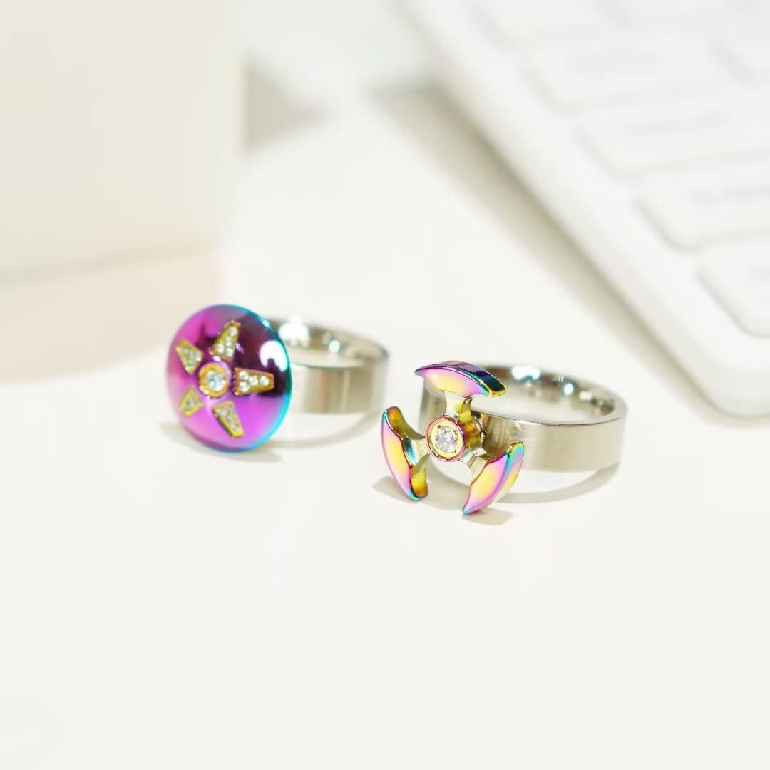 King Will Fidget Spinner Ring, Fidget Ring, Stress Relief, Stainless Steel Ring With Spinner Perfect for Adults, Colorful Finger Rings 7-14