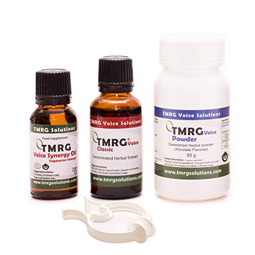 TMRG Powerful Vocal Recovery Kit - Large: Professional Herbal Remedy Featuring 30ml Voice Drops, 85g Voice Powder, 20ml Synergy Oil, and a Clip—Ultimate Care for Vocal Strength and Recovery.