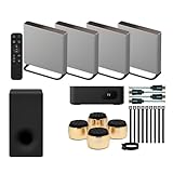 Sony BRAVIA Theater Quad Home Theater Surround Sound System with 4 Wireless Speakers (Gray) Bundle SASW3 Wireless Subwoofer, Monitor Isolation Pads, HDMI Cable, and Cable Ties (5 Items)