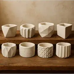 Kit 8 Vasos Decorativos de Gesso com Plantas Artificiais, Estilo Nórdico, Cactos em Miniatura, para Casa e Escritório