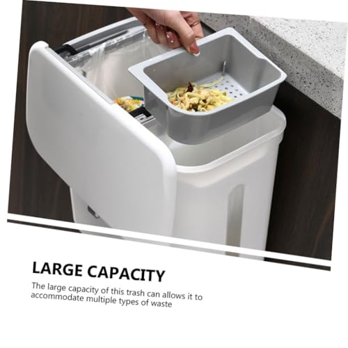Bote de basura rectangular con tapa para cocina color blanco miniatura 3