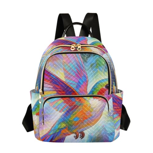 Sac à dos oiseau en polyester Wudan à motif peinture à l'huile vibrante