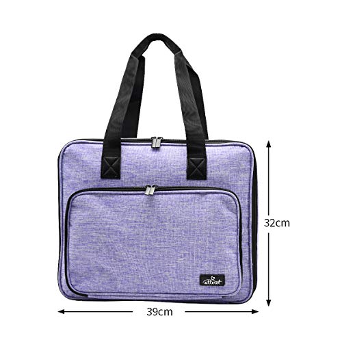 Image of ATTERET Full Range Embroidery and Cross Stitch Starter Kit with Premium Storage Organizer Bag, Includes 99 DMC Coded Cotton Threads, 9 Metallic Floss, 3 Hoops, Needles, Scissors + More (Purple)