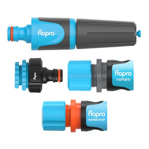 Flopro, EVERYDAY garden Hose Set 12,5mm (1/2") 15m with SUPERGRIP hose pipe connectors: 1 x Outside Tap Connector - Image 2
