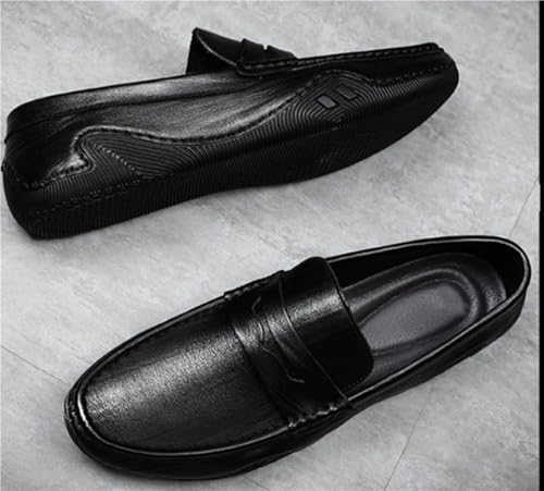 Men's Loafers Genuine Leather Stitching Details Round Toe Comfortable Lightweight Slip Resistant Prom Walking Slip-on4