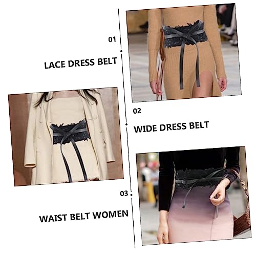 Lace Waist Belt for Women Wide Fashion Waistband Belt Stylish Dress Accessory Waist Enhancer Chic Design for Outlining Figure Black4