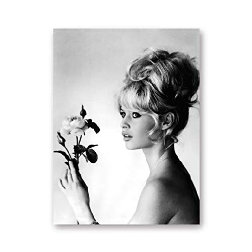 Painting & Calligraphy - Brigitte Bardot French Fashion Poster Canvas Art Prints, Black and White Model Photo Vintage Picture Art Painting Wall Decor (PH4614 50x70 cm No Frame)