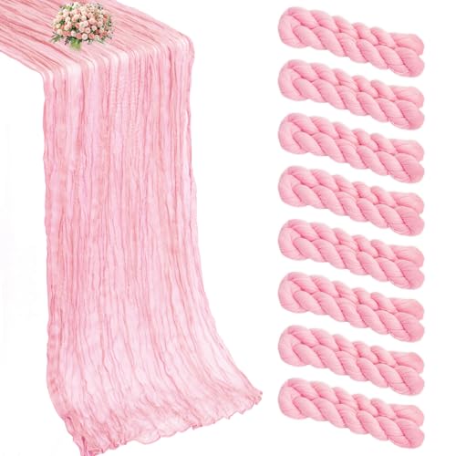 8 Pack Pink Cheesecloth Table Runner 21x120 Inch by Xuehua - Used condition - US$12.79