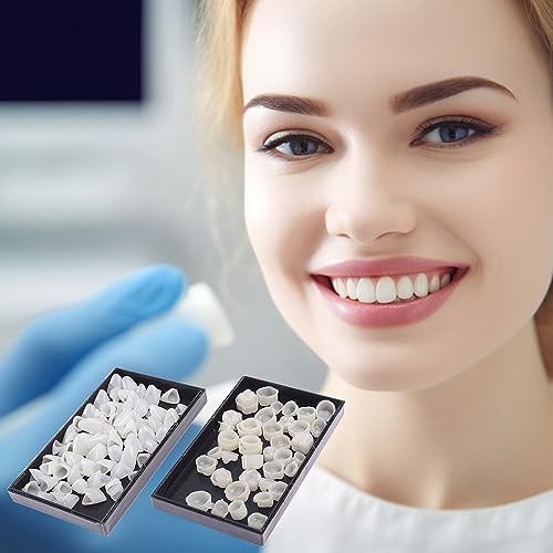 120 Pieces Fake Tooth Cap Crown Veneers Front Back Anterior and Molar Posterior Teeth with Tooth Repair Thermal Beads Cap Filler for Taching or DIY