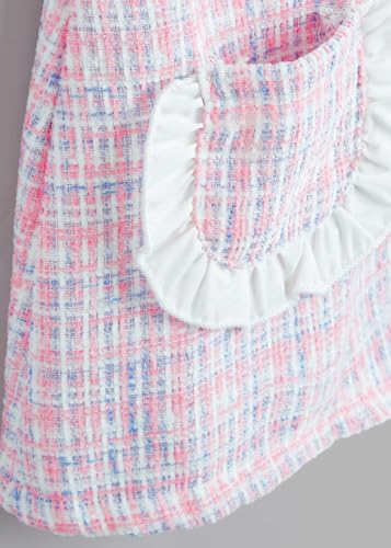 Image of Hopscotch Girl Polyester Check Full-Sleeve Casual Dress in White Color