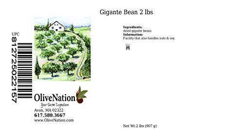 Gigante Bean by OliveNation - Large, Flat White Beans - Size of 2 lbs - Dried Gigante Beans, Gigante Beans are Large and Flat White Beans