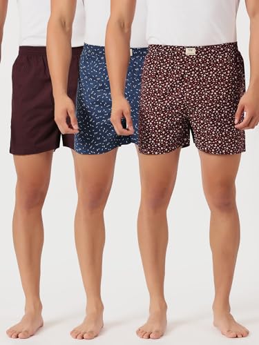 Image of Thomas Scott Men's | Cricket Club | Regular Fit | 100% Cotton | Casual | Woven | Boxer | Shorts | Pack of 3
