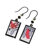 和柄 ピアス チャーム 日本製 [なごみや] ピアス ミニ 花札フック レディース 4月藤_ブラック