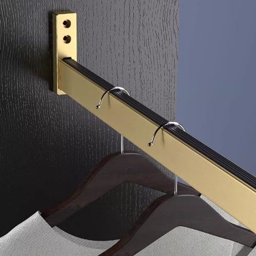 Soporte Rectangular de Aluminio Dorado para Barra de Armario, de 1860 Pulgadas, para Colgar Ropa en la Pared, con Tira Antideslizante y silenciosa, para lavandería doméstica y Comercial (90