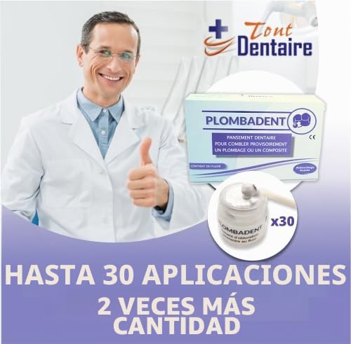 Plomabdent-Apósito dental para tapar una caries, obturación de un agujero, relleno o amalgama perdidos. Fabricación 100% francesa. Pata lista para usar. Endurece rápidamente; + 30 aplicaciones.