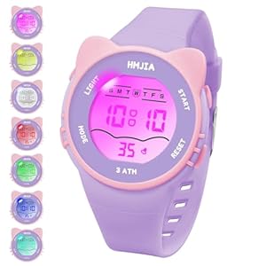 HMJIA Reloj Niñas y Collares Set 3ATM Sumergible con Alarma Cronómetro Luz Correa Reloj Digital Niña con Correa de Cumpleaños para Niñas de 3 a 12 Años