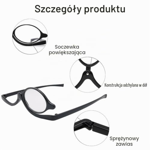 KARELLS Okulary do makijażu, 2 pary składanych soczewek, niezbędne narzędzie dla dziewcząt i kobiet, obrotowe lustro