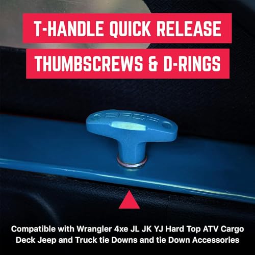 Image of GPCA Quick Release Tie Down GP Anchor PRO, Wrangler JL 2018-2025 | w /o Nut, M8 25mm Thumbscrew, Hardtop Removal, Jeep Accessories & Cargo Tie Down (6PC, Blue)