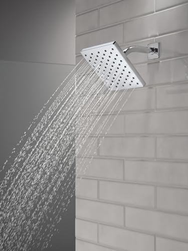 Image of Delta Modern Single Spray Chrome Shower Head, 6 Inch Square Shower Head, 1.75 GPM Flow Rate, Chrome 52403