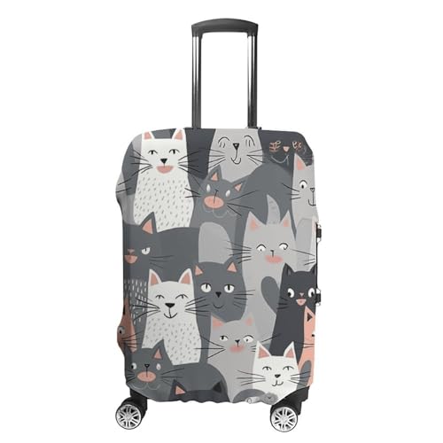 Cute Funny Grey Cats Pattern Printed Luggage Cover Protector, Fits 18-32 Inch Luggage