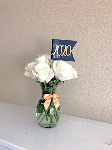 Miniatura 3 de 2020 Graduation Center Pieces in Navy Blue & Gold. Class of 2020. Gold Grad Cap. Graduation Party Decorations. Customize Your Colors! 5CT
