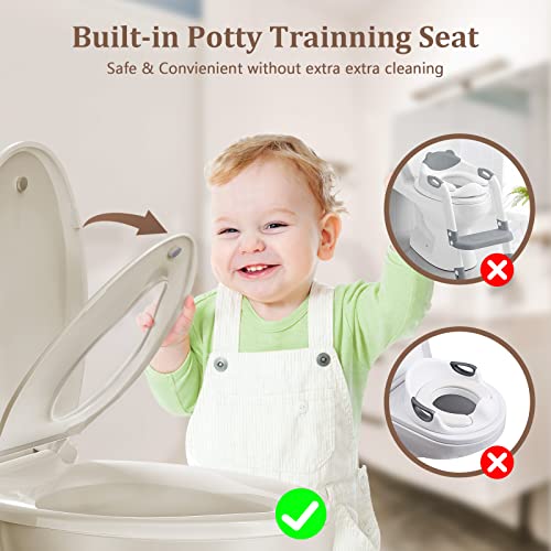 Thorifly Toilet Seat With Built-In Potty Training Seat, Slow-Close, Never Loosen, Thickened Durable Plastic, Easy To Clean And Install, Fits Both Adults Child, Elongated Bone (18.5") #TOP1