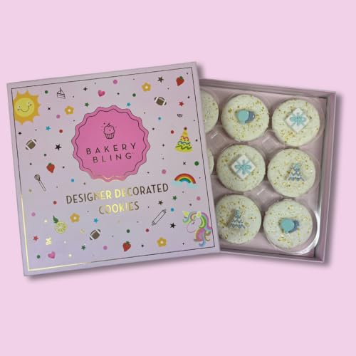Bakery Bling Pink Birthday Designer Decorated Cookies | 9 Count,
