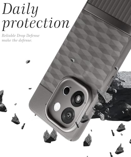 Image of WOW IMAGINE Back Cover for 1+ OnePlus 13s 5G with Hexa Cube Design | Ultra Slim Soft Rubberised Case | Inner Velvet Fabric | Matte Silicone Flexible Mobile Case | Camera Protection - Grey