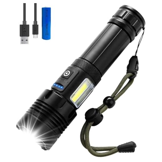 Exortus LED Zaklamp – Oplaadbaar – 5000 Lumen – Waterdicht – Duurzaam – Met 26650 Batterij – COB Verlichting