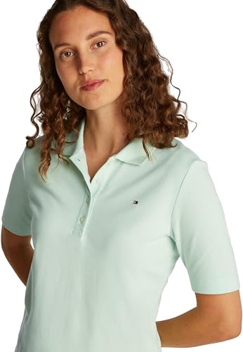 Tommy Hilfiger Damen Poloshirt Kurzarm Regular Fit, Grün (Opal Green), XXS 2