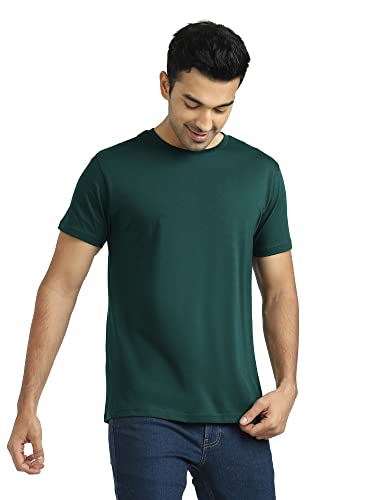 Image of XYXX Men's Supima Cotton Iconique T-Shirt - 4X Softer Than Cotton, Loungewear for Men with Superior Colour Retention. (M; Forest Green)