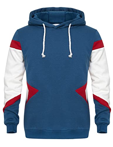 GLESTORE Sweat à Capuche Homme Pull Homme Capuche Sweat-Shirt Manches Longues Coton Printemps Hiver Slim Fit Bleu Foncé XL Cover