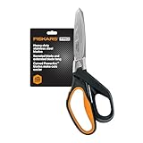 Fiskars PowerArc 8' Shop Shears, Heavy Duty Serrated Stainless Steel Scissors with Comfort Grip, Hardware Tool for Construction, Cut Materials like Insulation, Duct Tape, Cardboard, Rope and Tyvek