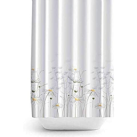 Extra Long Fabric Shower Curtain 180cm Wide by 200cm Drop, Daisies Cover