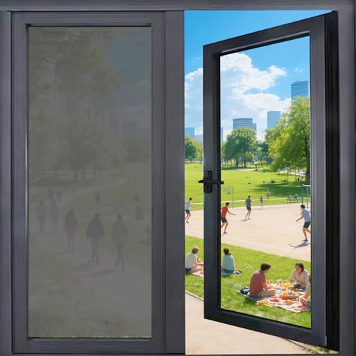 Film de Protection Brise-Vue Miroir 70 x 210 cm Anti Regard Anti Chaleur UV Film de Protection Solaire Autocollant sans Colle, Adhésif Statique pour Fenêtre...