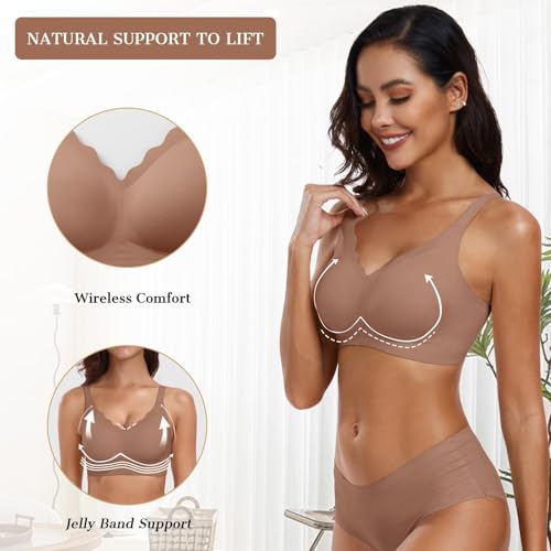Image of OEAK Womens Wireless Jelly Bras Push Up Bralette Full Coverage No Underwire Bra Comfortable Everyday Seamless Tshirt Bras
