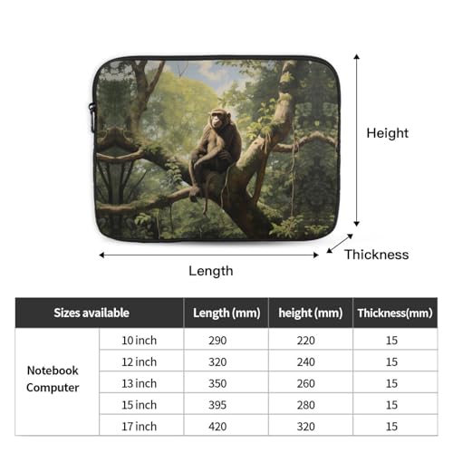 Funda para laptop 12 pulgadas estampada Mono en árbol miniatura 4