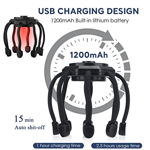 Image of Ultra Scalp Massager - Electric Scalp Head Massager with 3 Modes, 360 Degree High-Frequency Contact, Octopus Claw Scalp Massager for Deep Relaxation, Hair Stimulation,(Black)